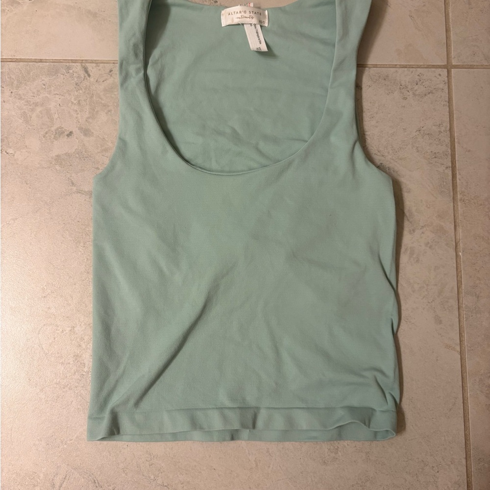 Altar'd State Green Fitted Crop Tank Top